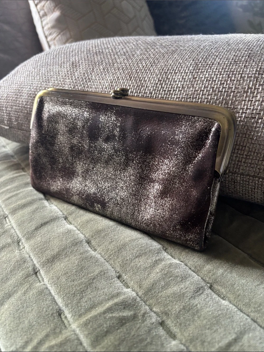 HOBO Lauren Metallic Brown/Silver Clutch Wallet